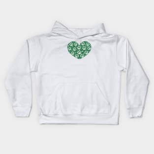 Green hand drawn doodle paw prints Kids Hoodie